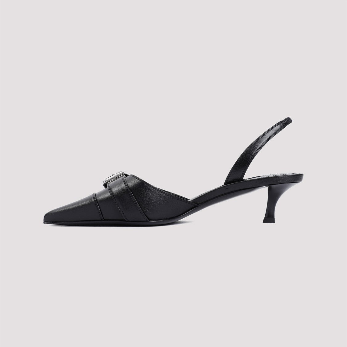 Givenchy Voyou 45Mm Slingback Black Bull Leather Sandals