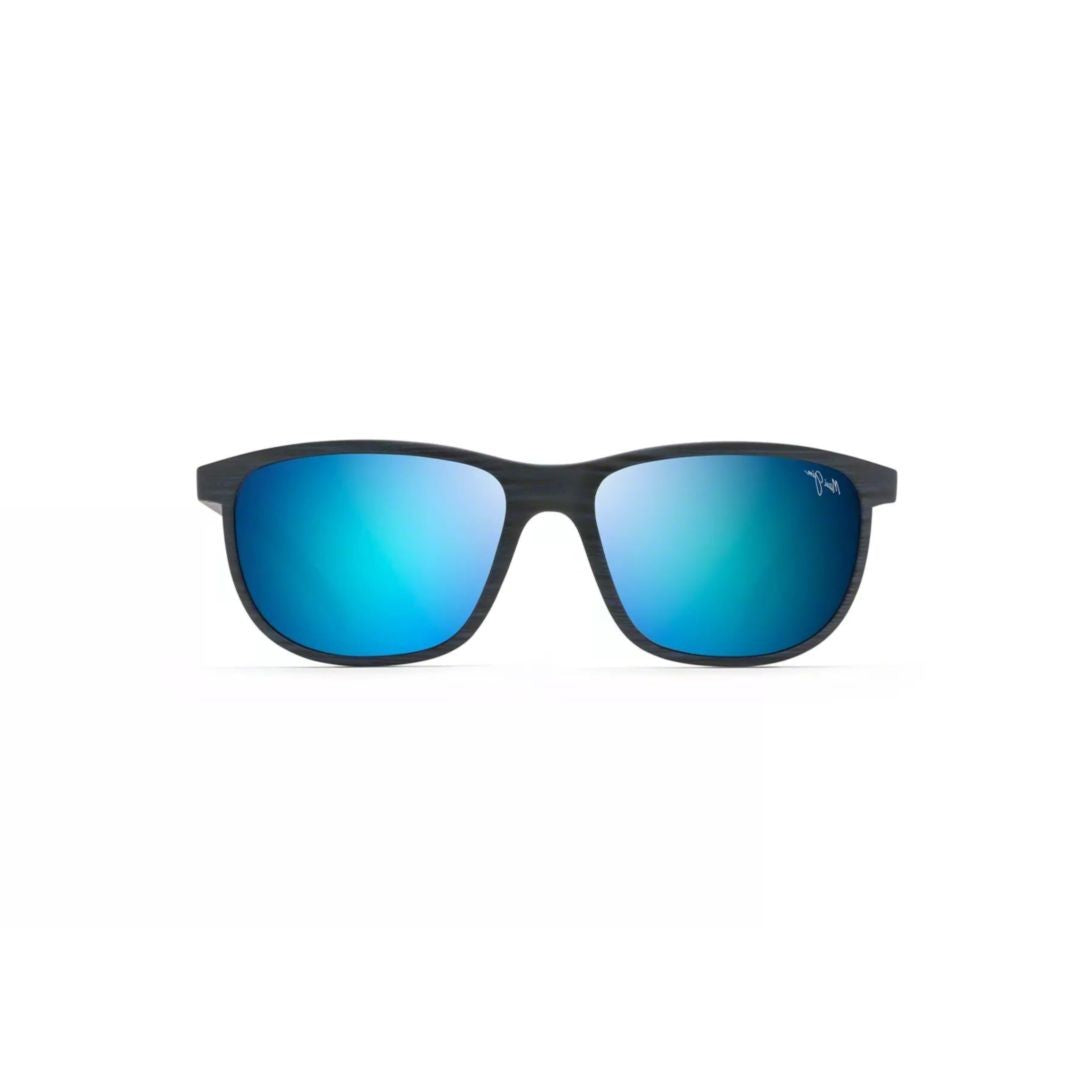 Maui Jim Lele Kawa Rectangular Frame Sunglasses With Mirrored Blue Gradient Lenses