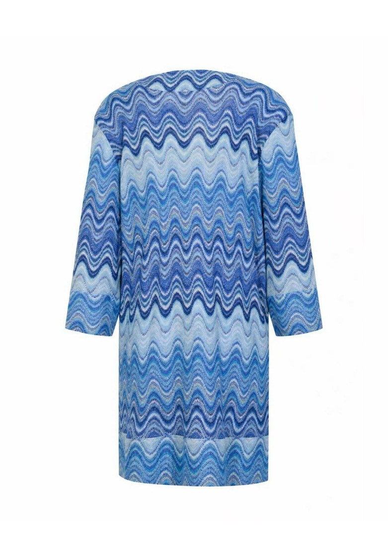 Mc2 Saint Barth Wavy Multitone Blue Top With V-Neckline