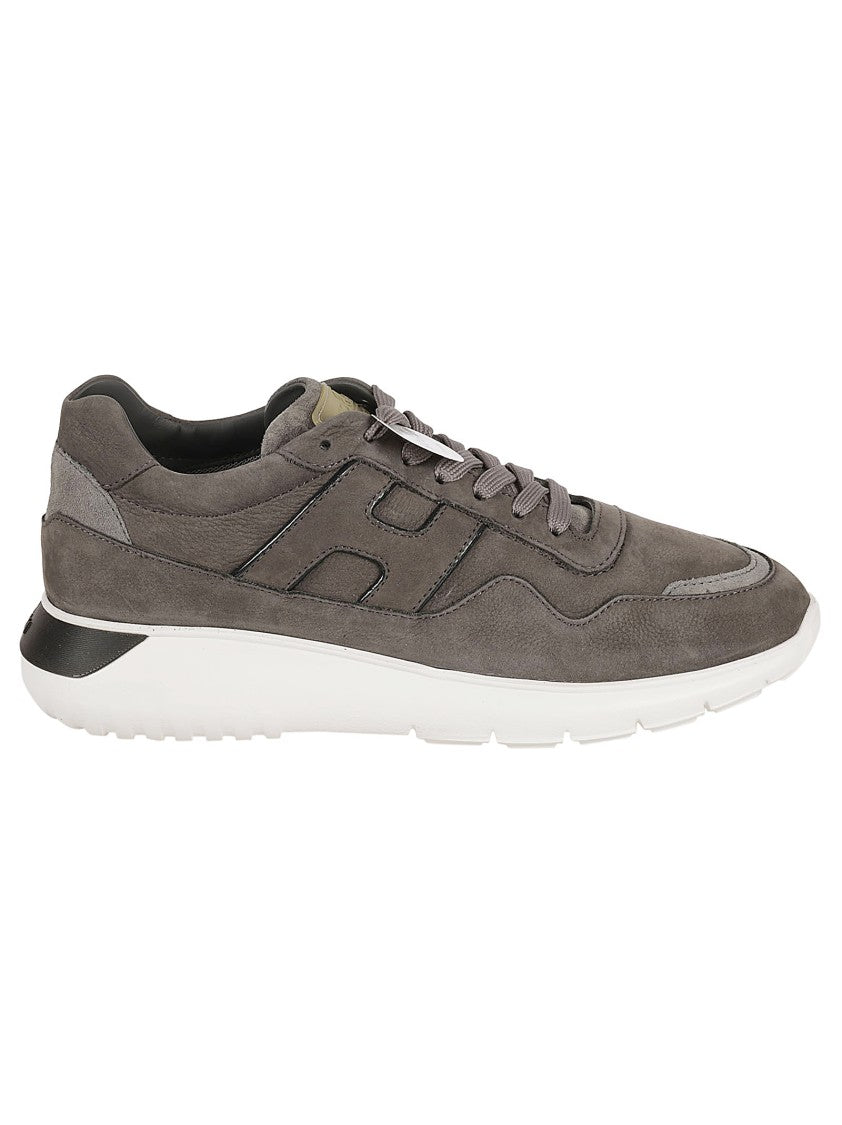 Hogan Grey Calfskin Sneakers With Cushioned Sole