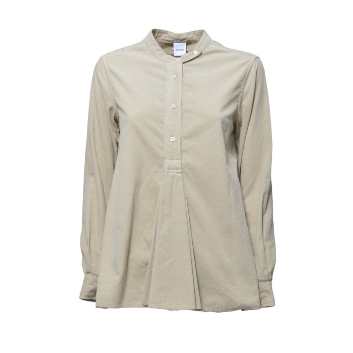 Aspesi Beige Cotton Velvet Shirt With Pleats