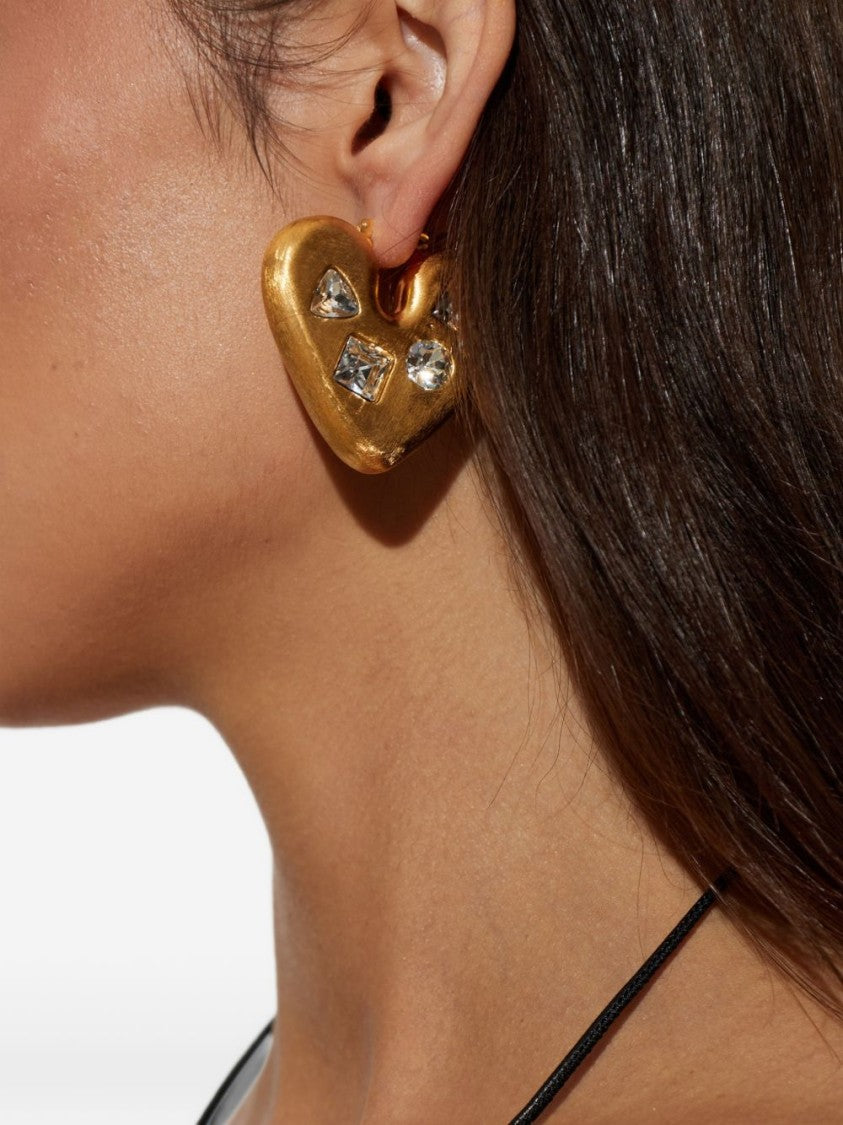 Jacquemus Sculptural Heart-Shaped Earrings With Matte Gold Finish