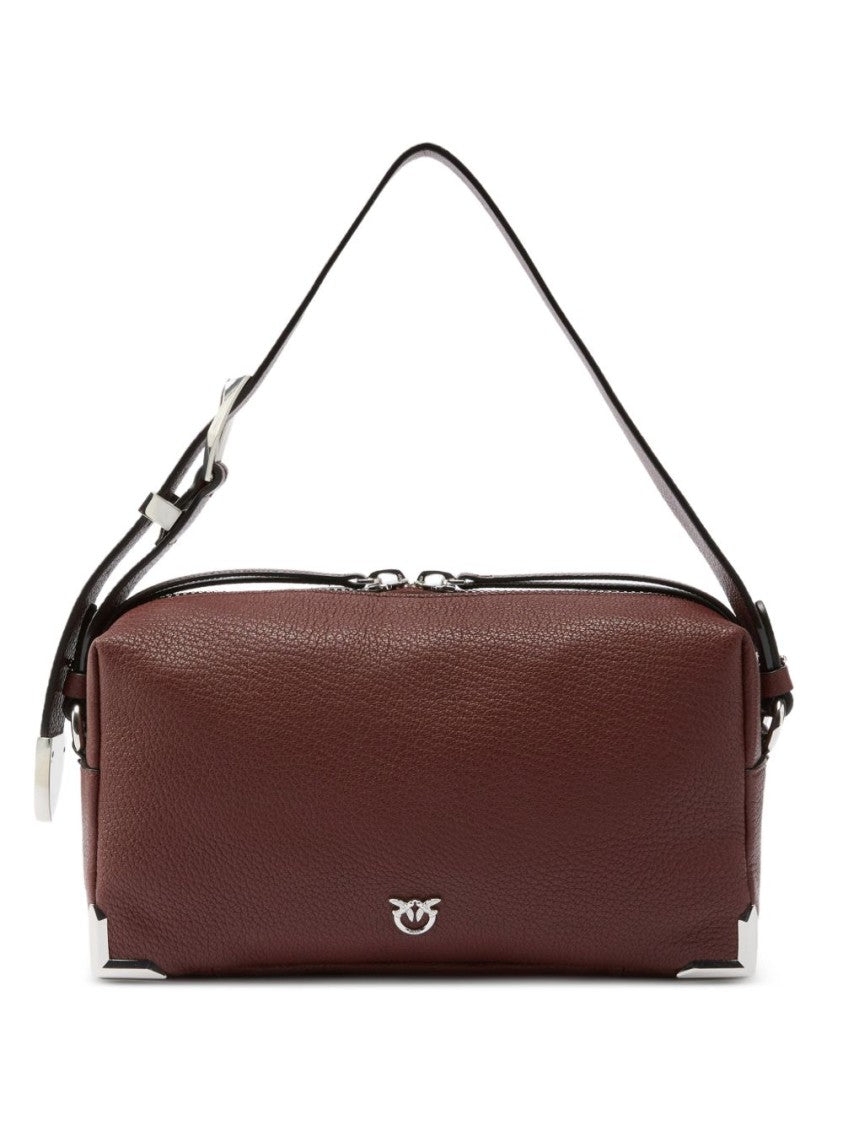 Pinko Pebbled Texture Silver Accent Shoulder Bag