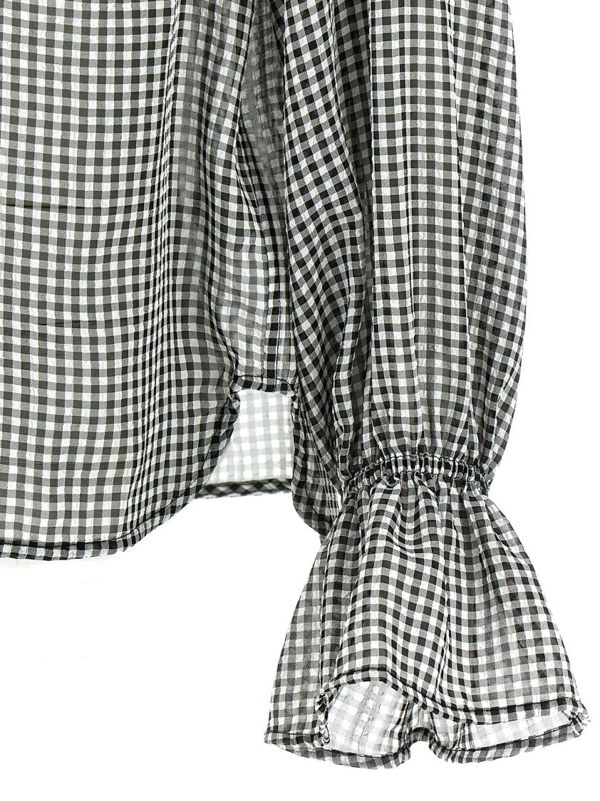 Ganni Vichy Print Shirt With Ruffled Collar