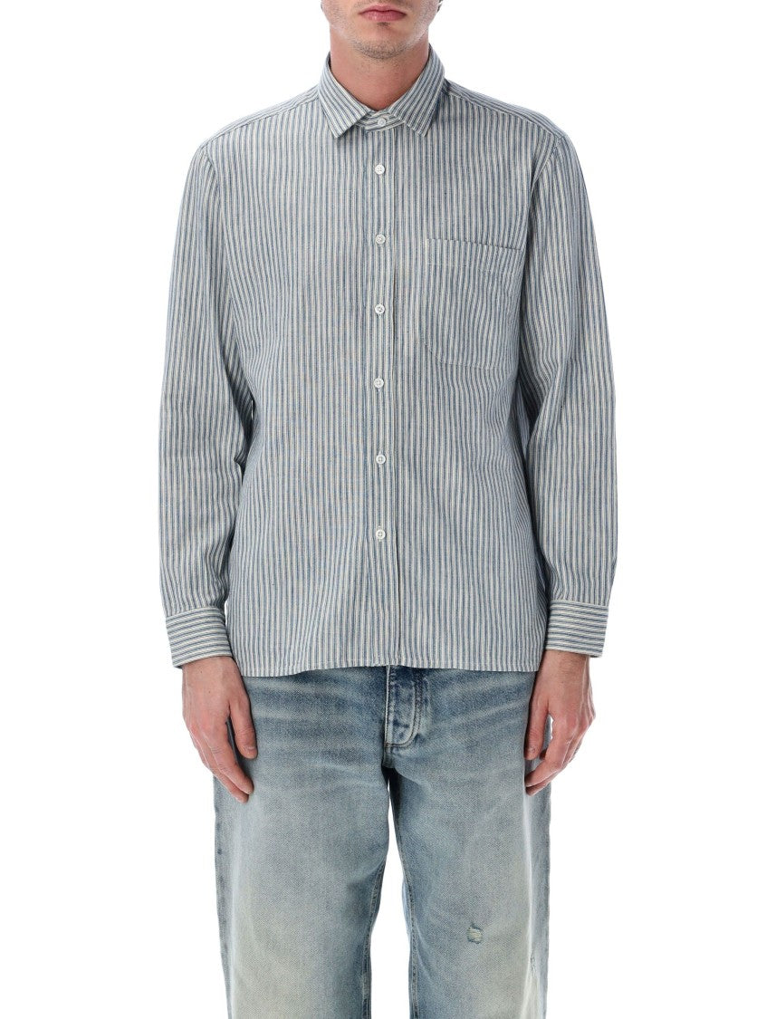 Salvatore Piccolo Tahiti Vertical Stripe Cotton Long Shirt