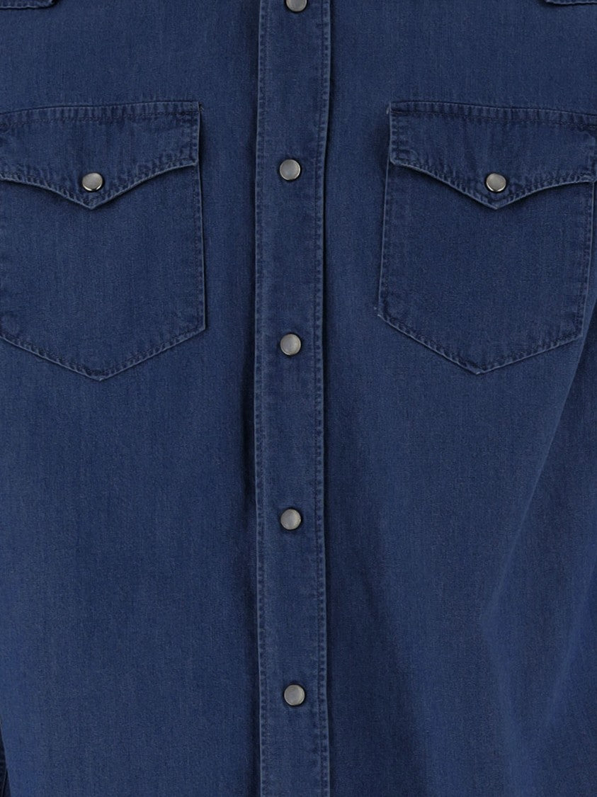 Gherardi Dark Denim Dual Pocket Cotton Shirt