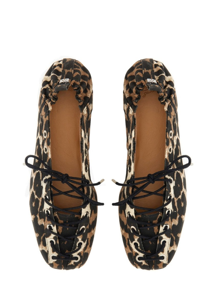 Ganni Lace-Up Ballet Flat