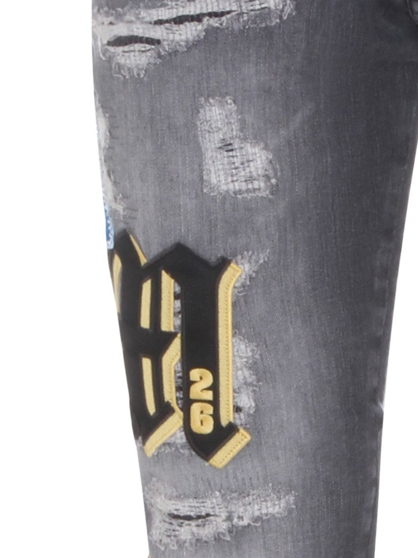 Amiri Slim Fit Distressed Grey Jeans