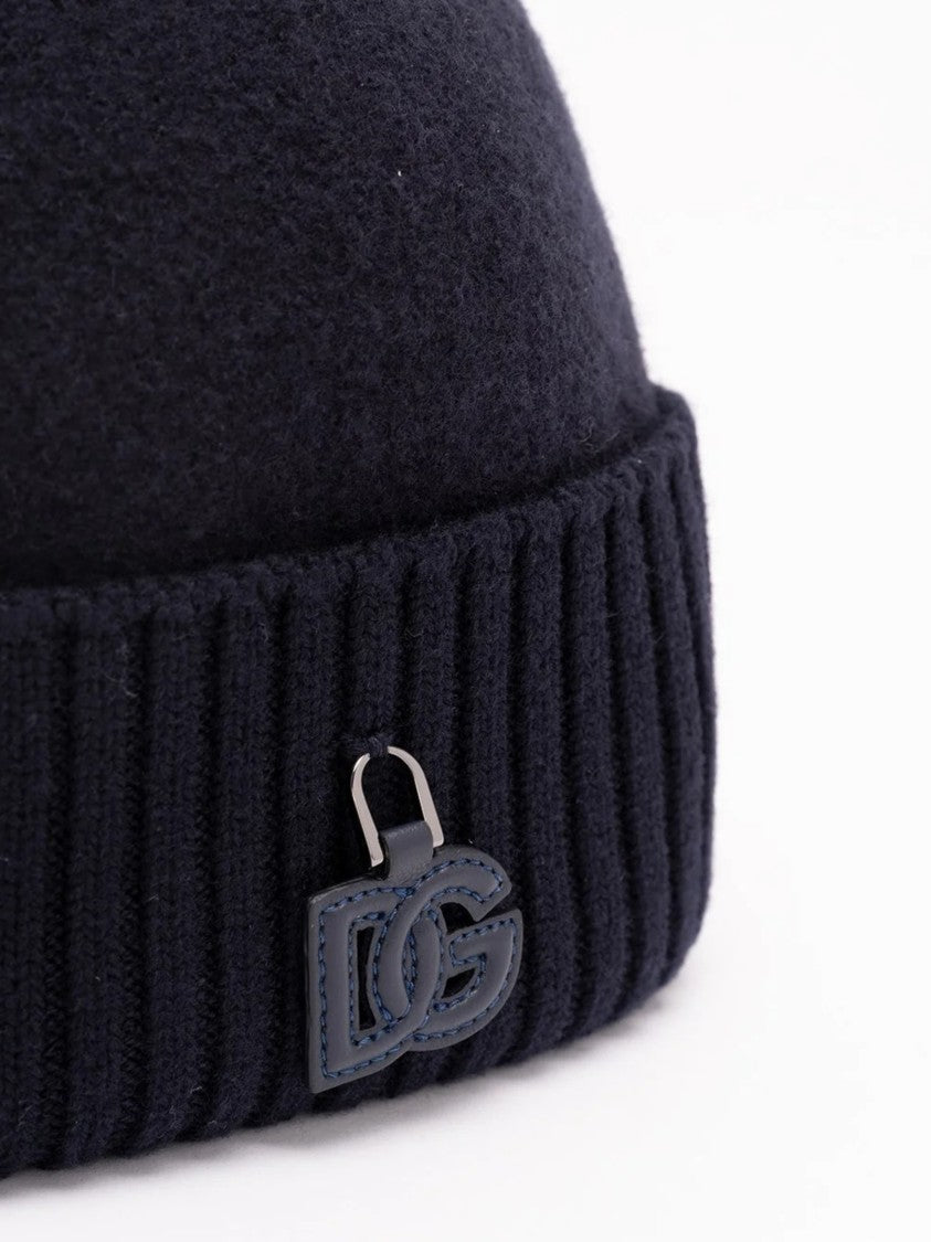 Dolce & Gabbana Berretto Black Ribbed Beanie Hat