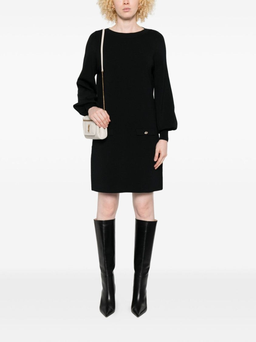 Liu Jo Mini Dress With Boat Neck And Puff Sleeves