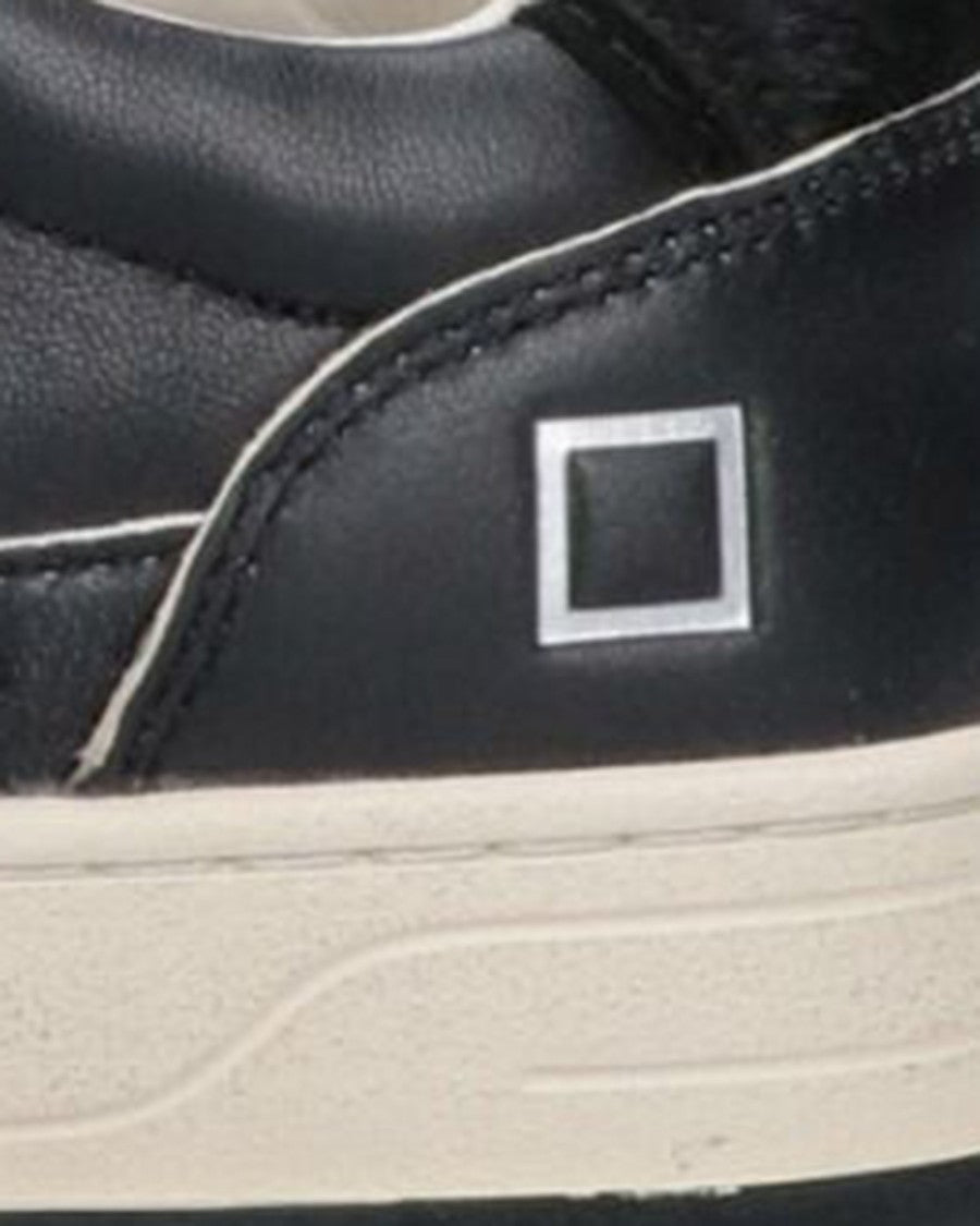 D.A.T.E Vintage Black Low-Top Sneakers With Glitter Side Stripe