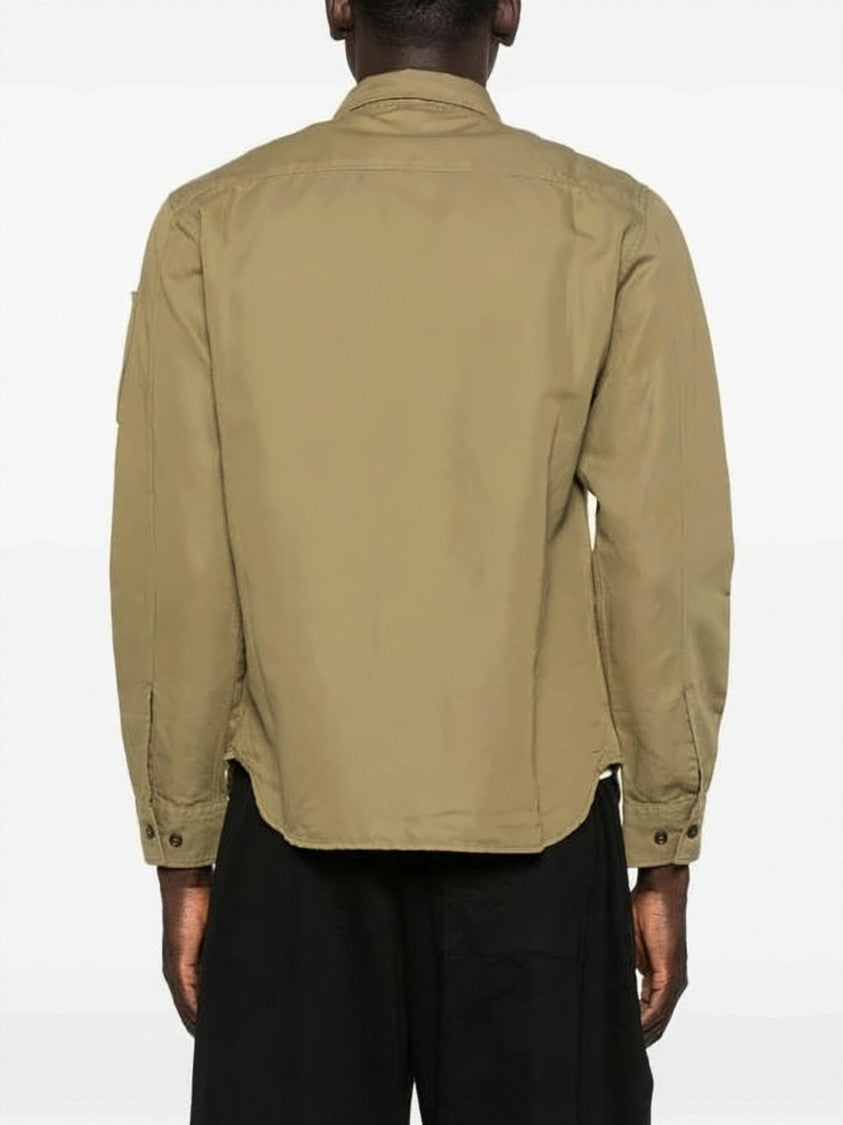 C.P. Company Structured Long-Sleeve Shirt With Classic Collar And Unique Patch