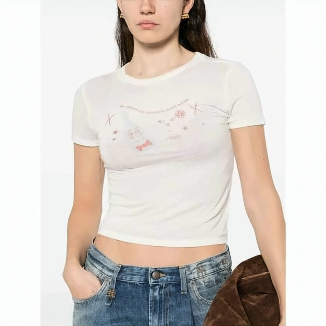 Re/Done Fitted Short-Sleeve T-Shirt With Subtle Graphic Print