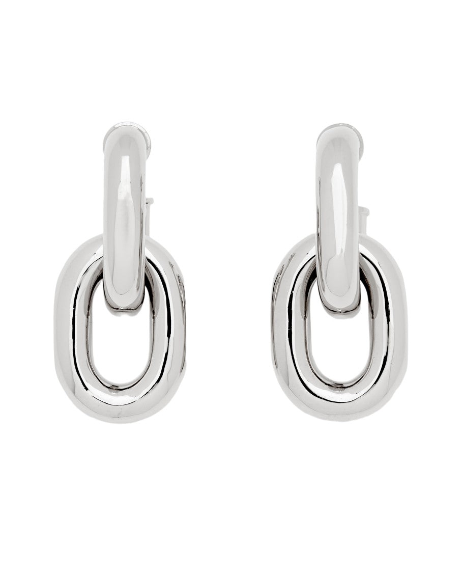 Rabanne Xl Link Double Hoop Earrings With Polished Silver-Plated Finish