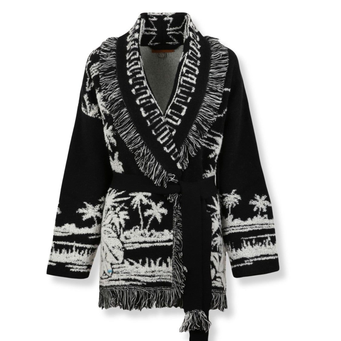 Alanui Palm Grove Pattern Cardigan With Intricate Knitwork