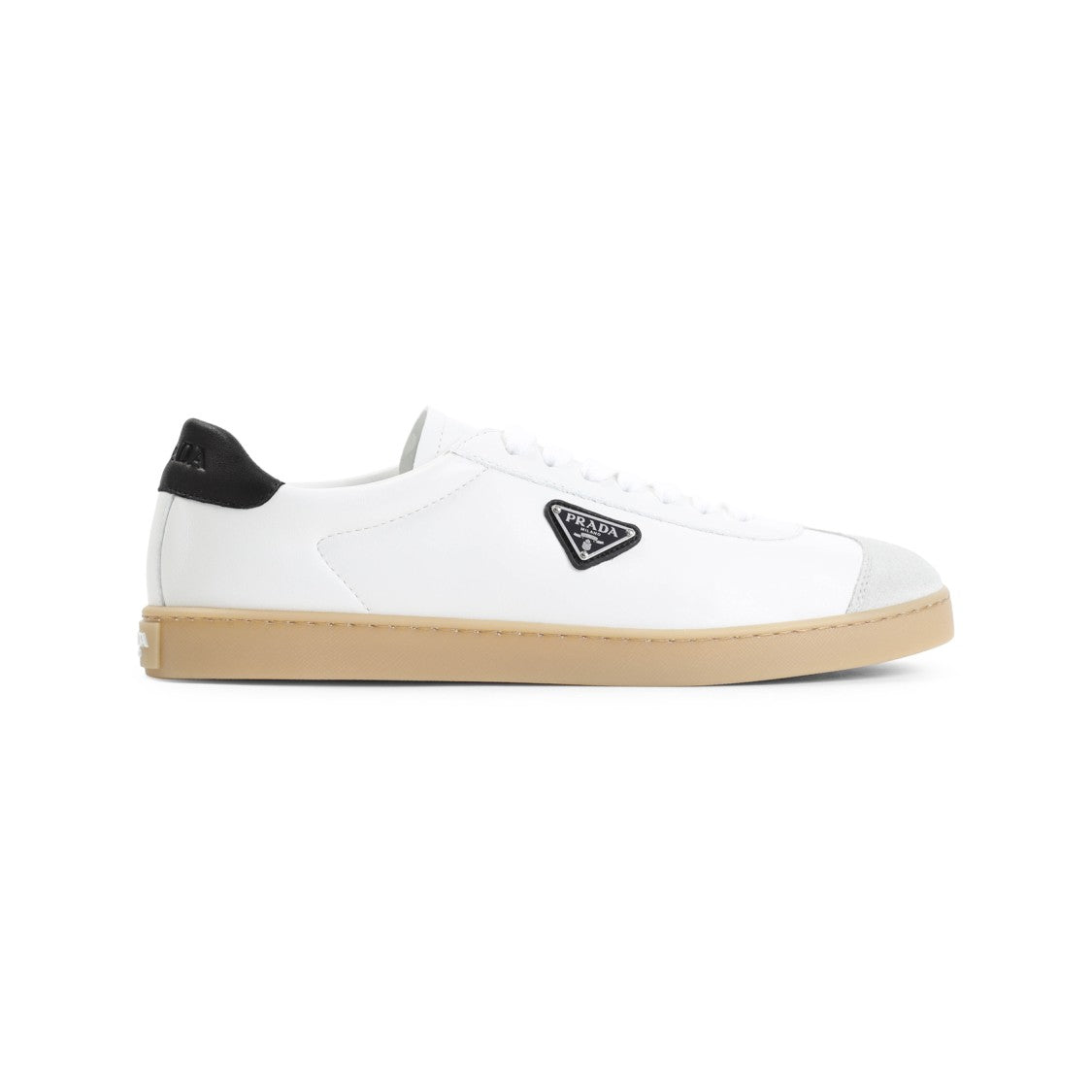 Prada White And Black Calf Leather Sneakers