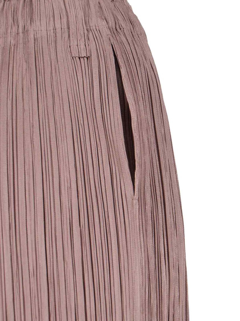 Pleats Please Brown Pleated Trousers With Tailored Silhouette