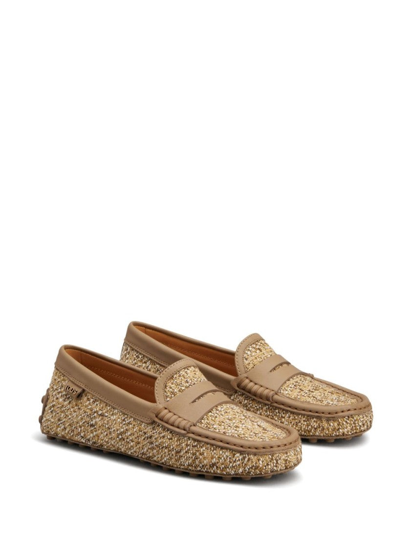 Tod's Textured Upper Slip-On Moccasin Shoes With Rubber Studded Sole