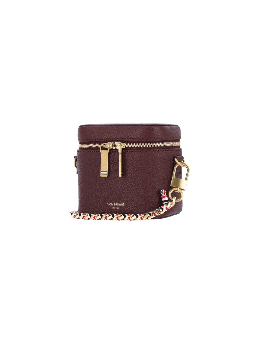 Thom Browne Bordeaux Pebbled Leather Adjustable Strap Pouch