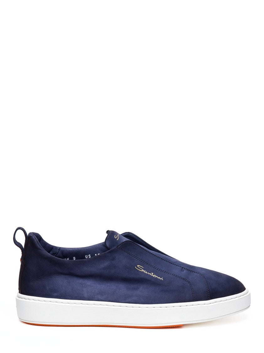 Santoni Suede Sneakers With Slip-On Design
