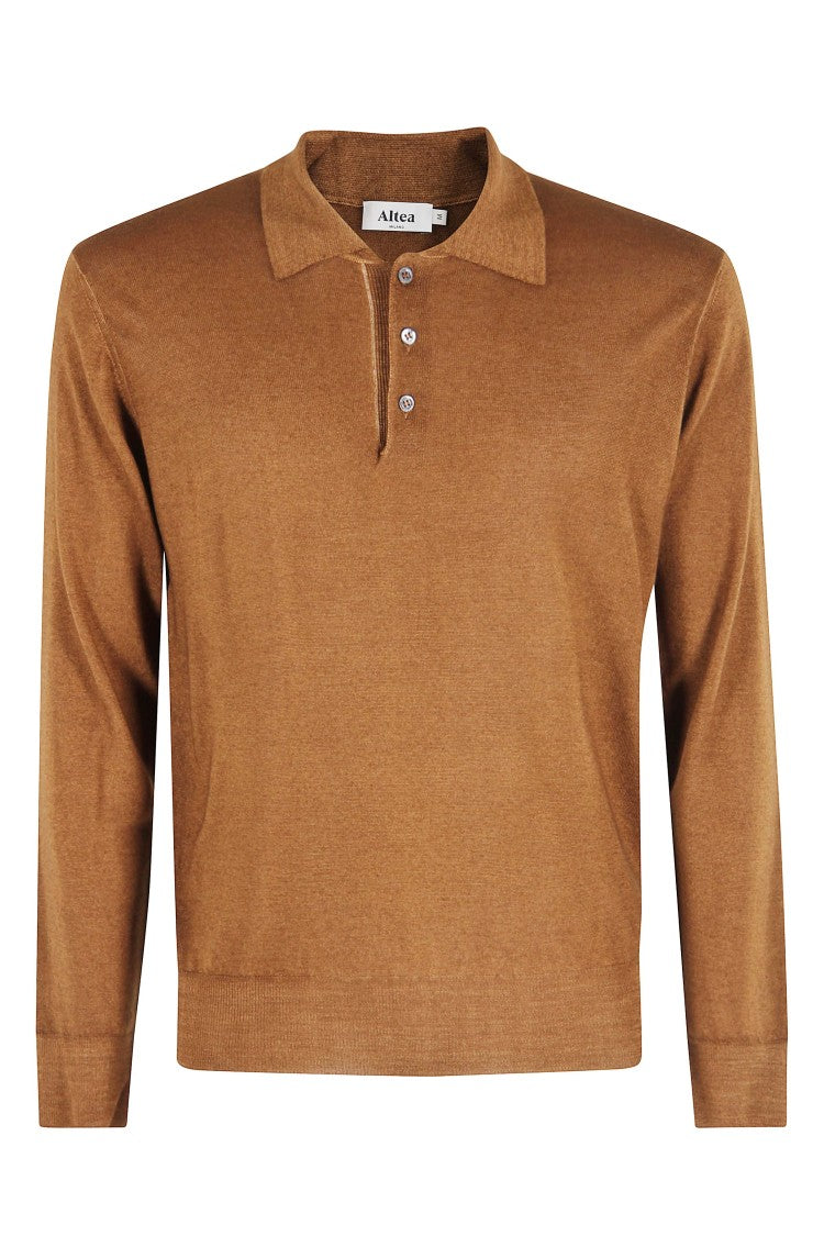 Altea Tobacco Polo Sweater With Collar And Buttons