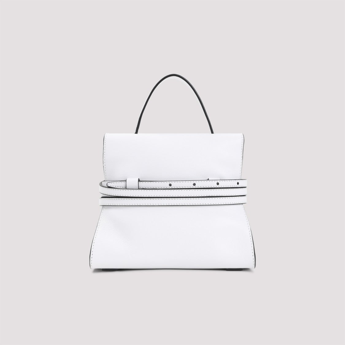 Moschino Structured White Leather Shoulder Bag With Adjustable Strap