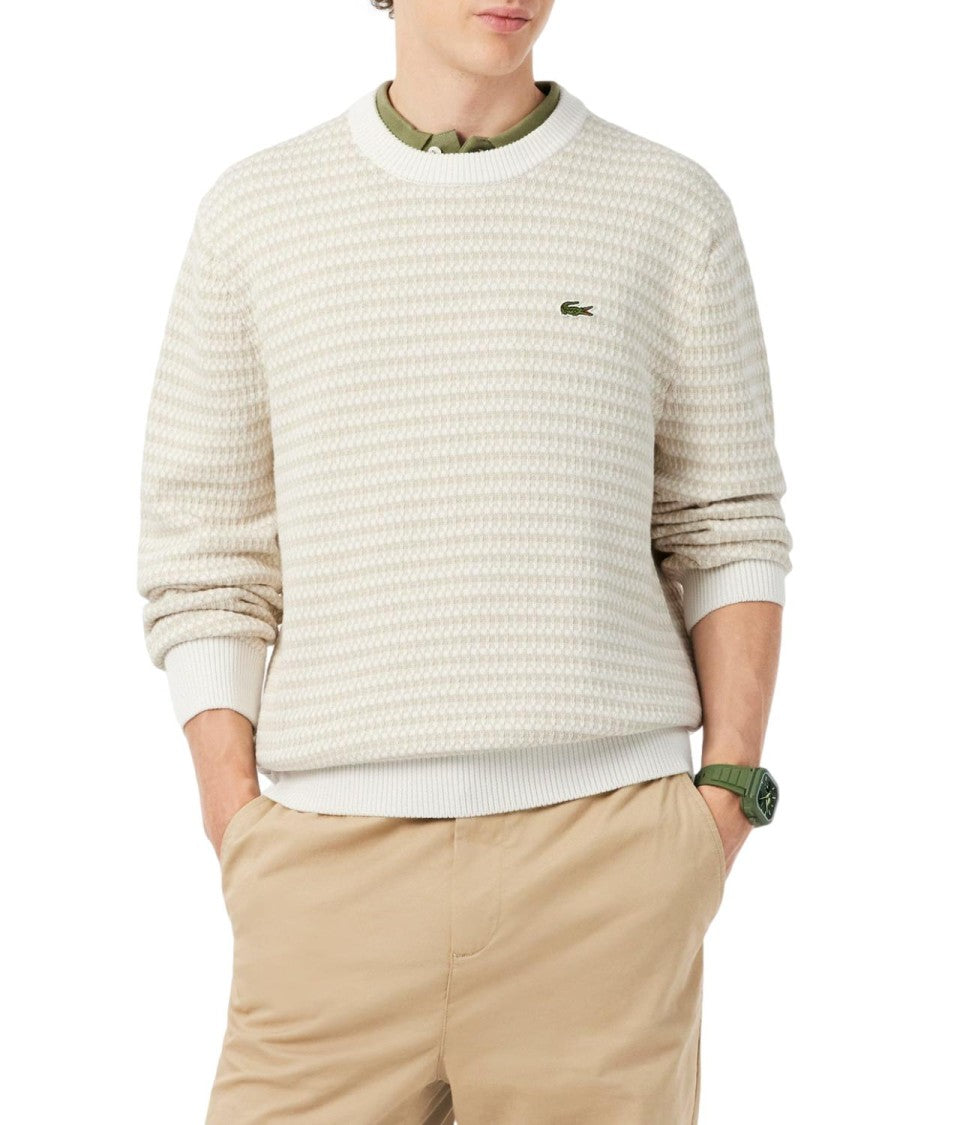 Lacoste Textured Crew Neck Knit Sweater