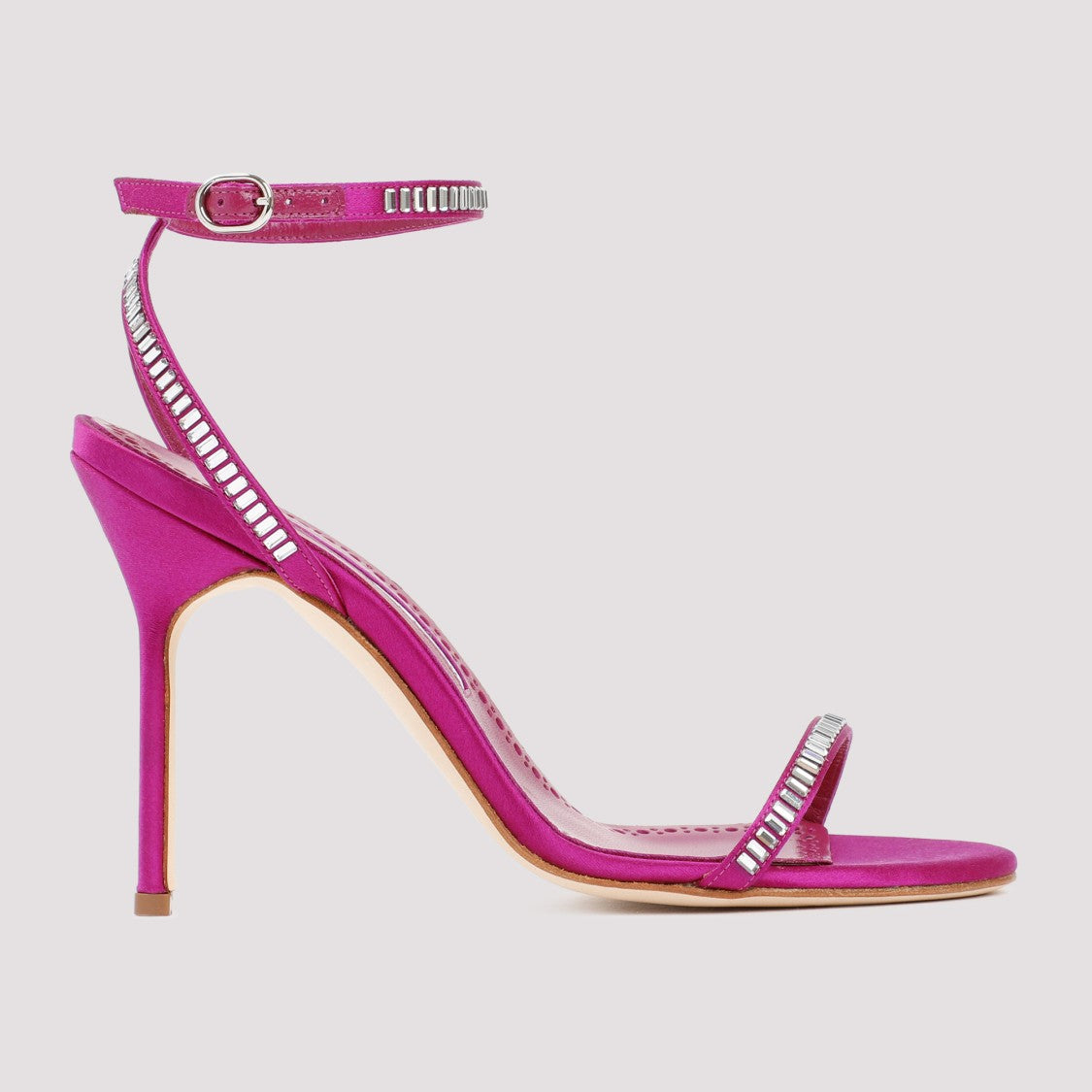 Manolo Blahnik Pink Satin Crinastra Sandal 105
