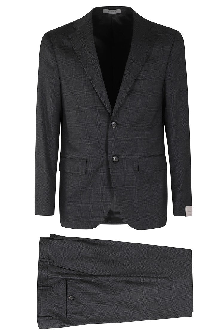 Corneliani Grey Prince Of Wales Check Wool Suit