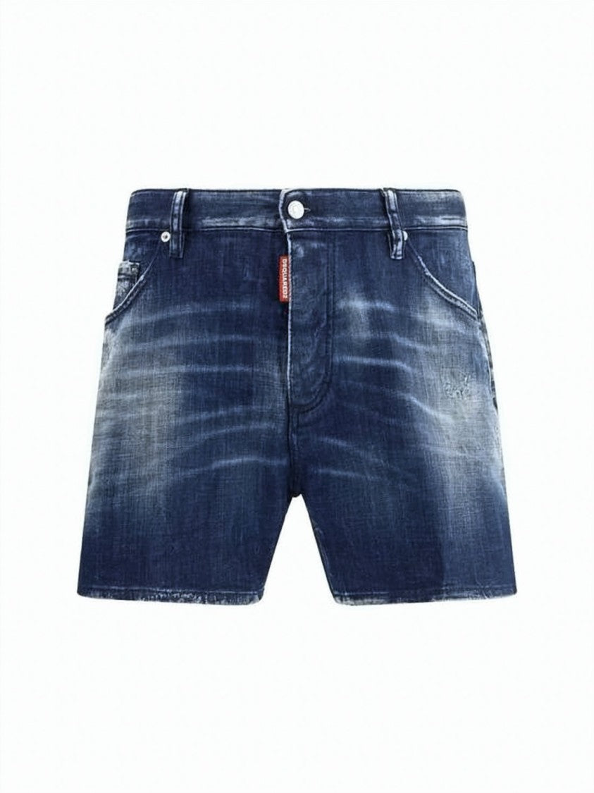 Dsquared2 Vintage-Inspired Distressed Denim Shorts With Classic Five-Pocket Design