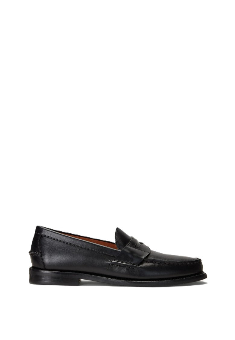 Polo Ralph Lauren Black Leather Penny Loafers With Polished Finish