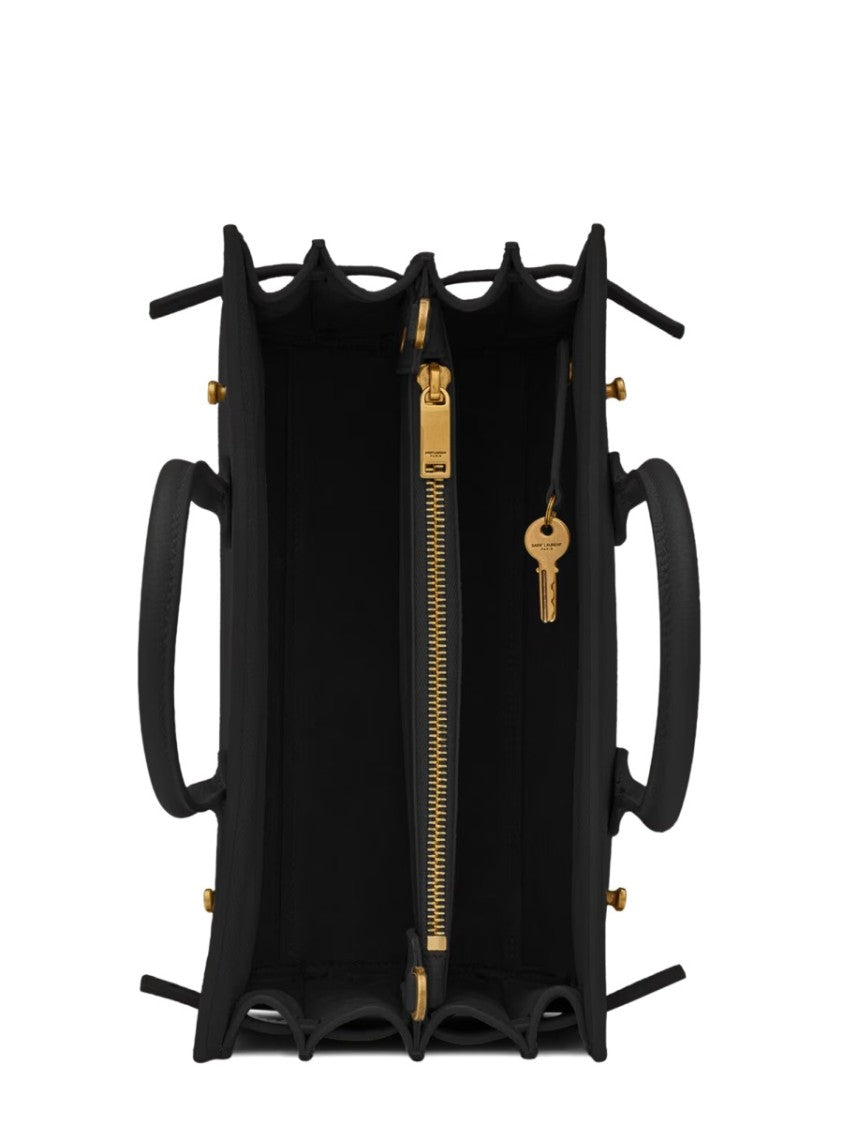Saint Laurent Pebbled Leather Handbag With Dual Handles