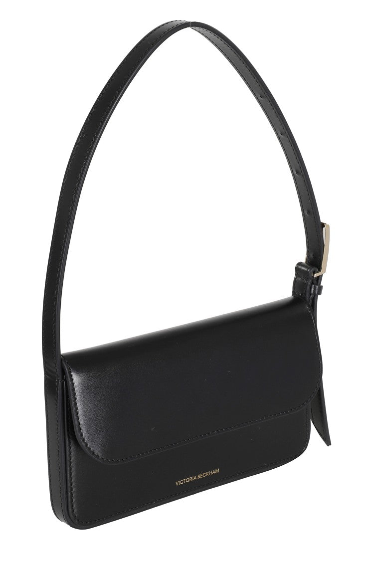 Victoria Beckham Black Dorian Pocket Magnetic Logo-Strap Leather Shoulder Bag