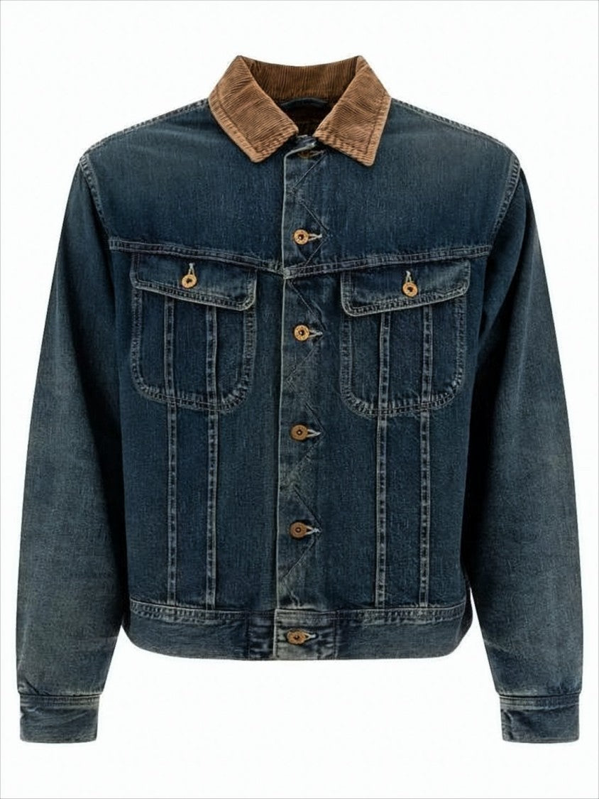 Humanmade Medium-Dark Wash Denim Jacket With Corduroy Collar