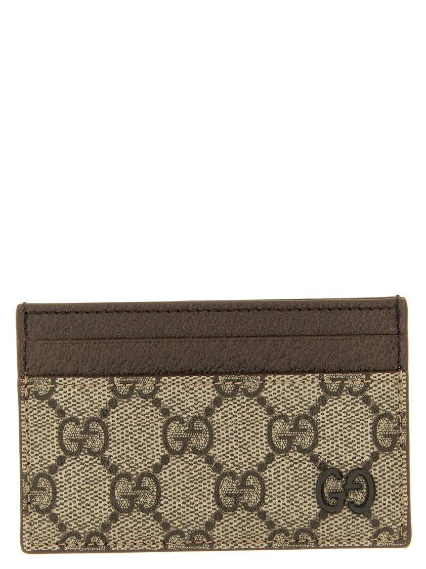 Gucci Gg Supreme Fabric And Smooth Leather Card Holder