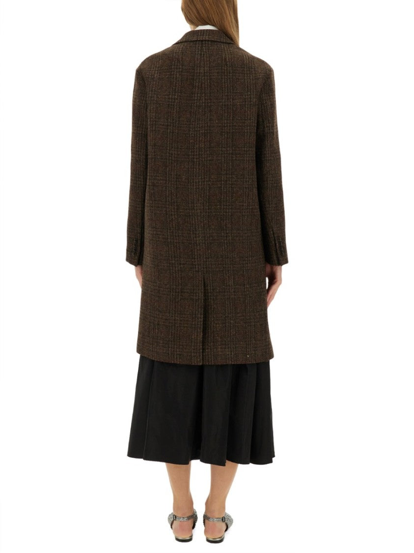 Aspesi Checkered Wool Coat With Tailored Silhouette