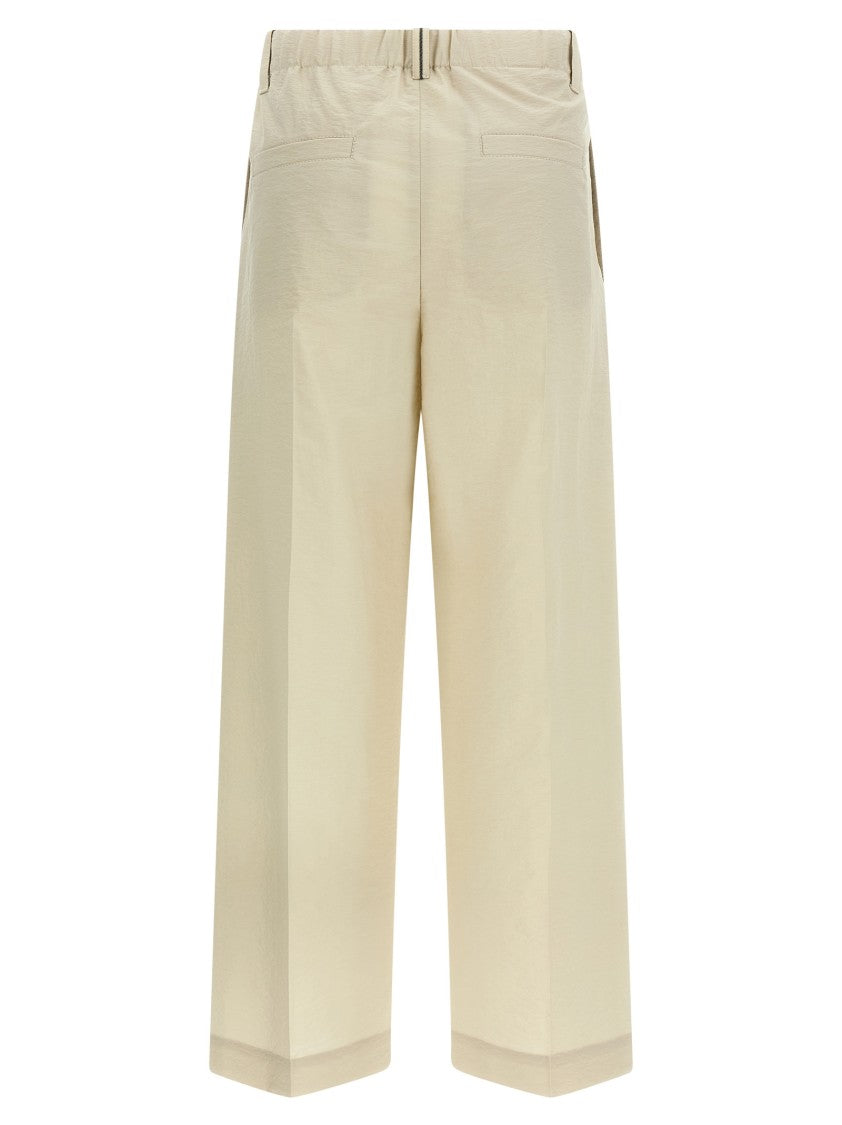 Brunello Cucinelli Formal Cotton Blend Trousers With Double Pleats And Cropped Leg