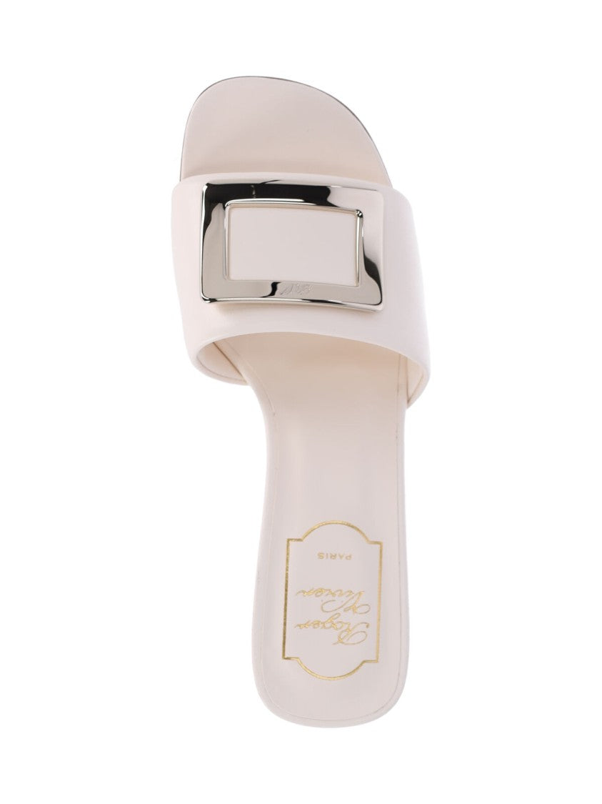 Roger Vivier White Lambskin Belle Vivier Sandals