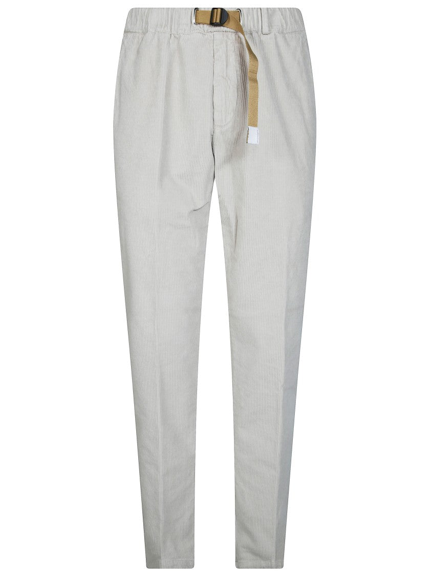 White Sand Ribbed Belted Corduroy Chino Pants