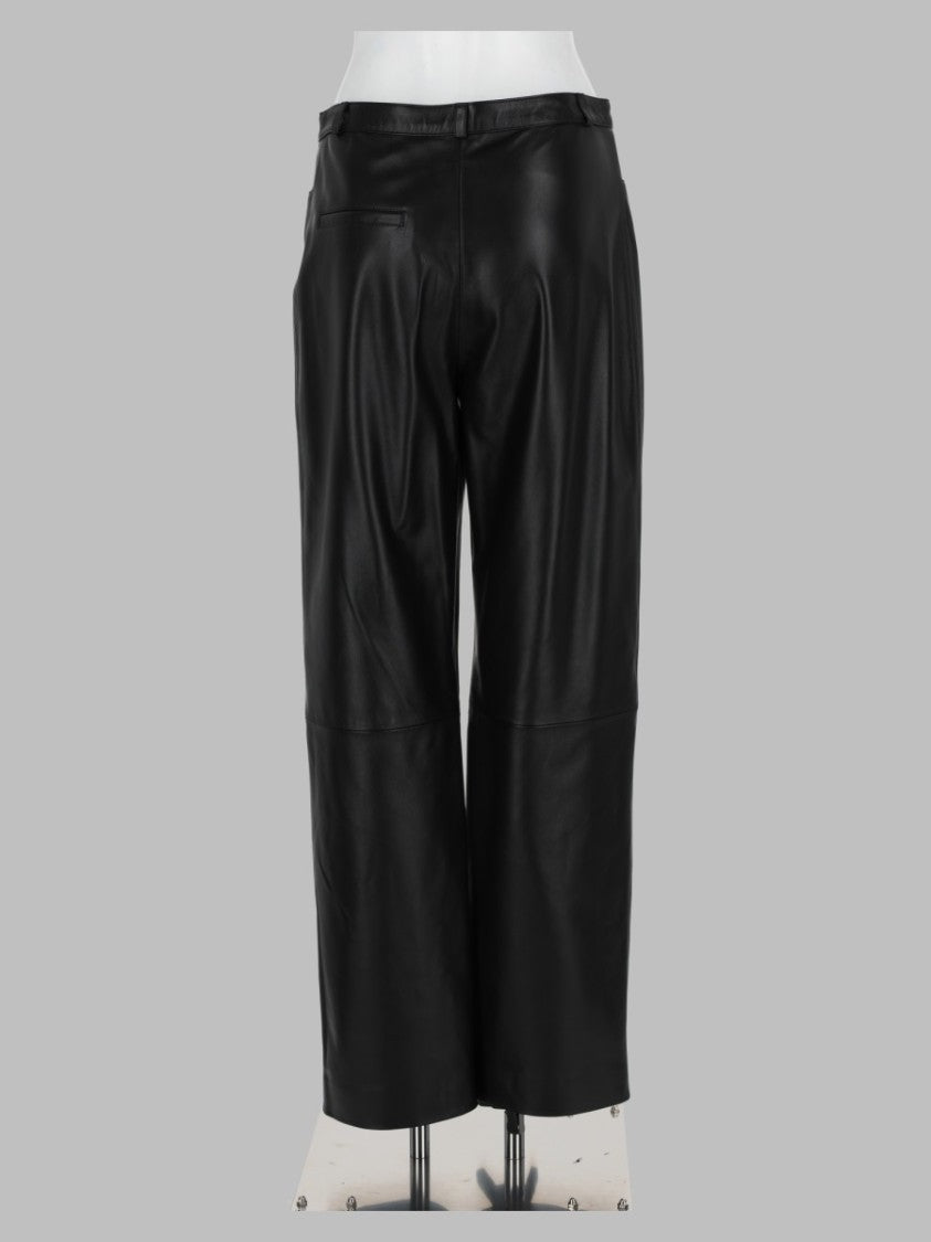 Loulou De Saison Black Straight-Leg Minimalist Leather Pants