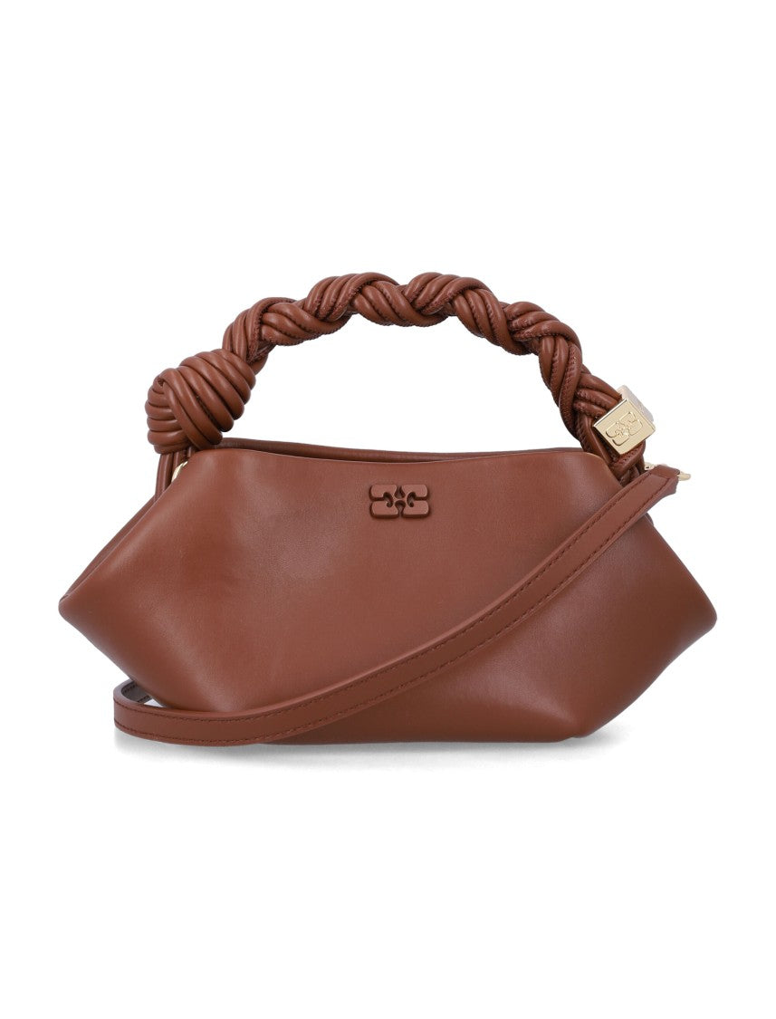 Ganni Twisted Handle Leather Shoulder Bag