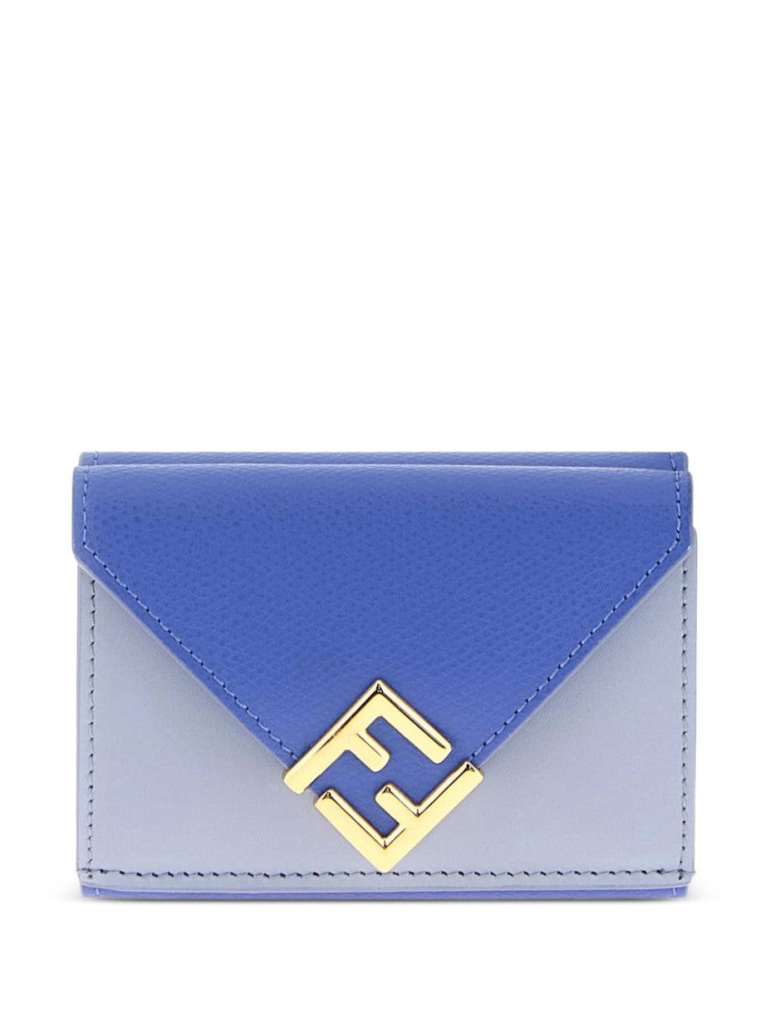 Fendi Two-Tone Textured Leather Wallet With Signature Clasp