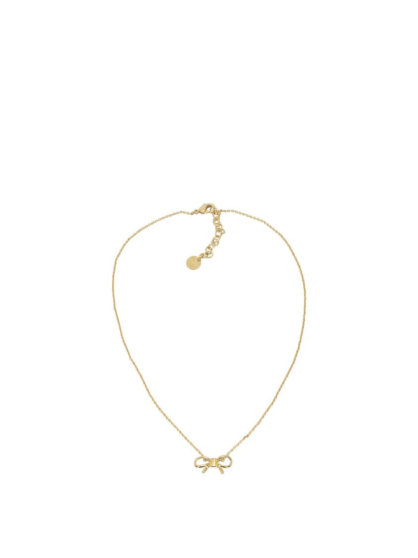 Ferragamo Gold-Toned Brass Necklace With Bow-Shaped Pendant