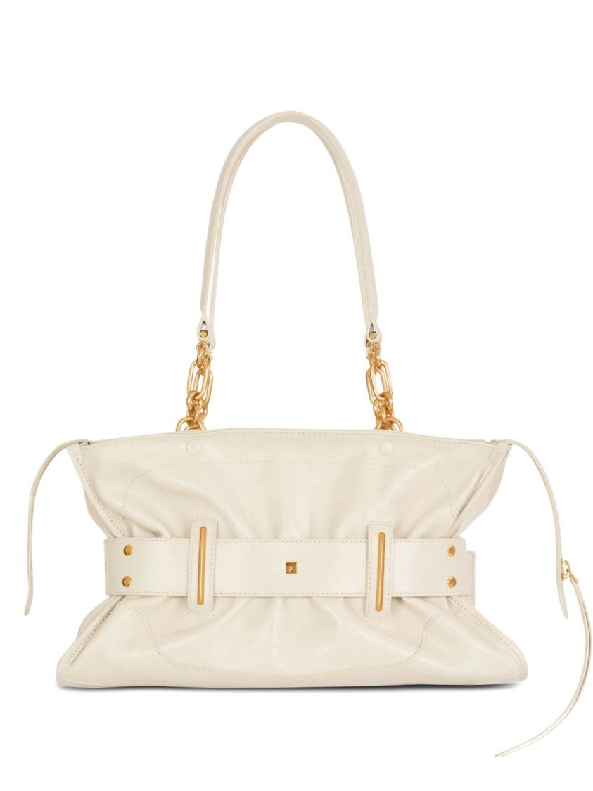 Balmain White Top Handle Belt Detail Bag