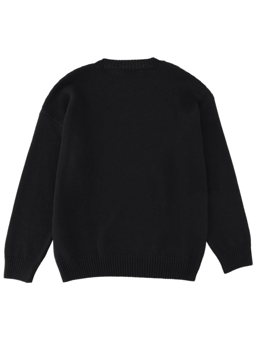 Msgm Black Relaxed Merino Wool Sweater
