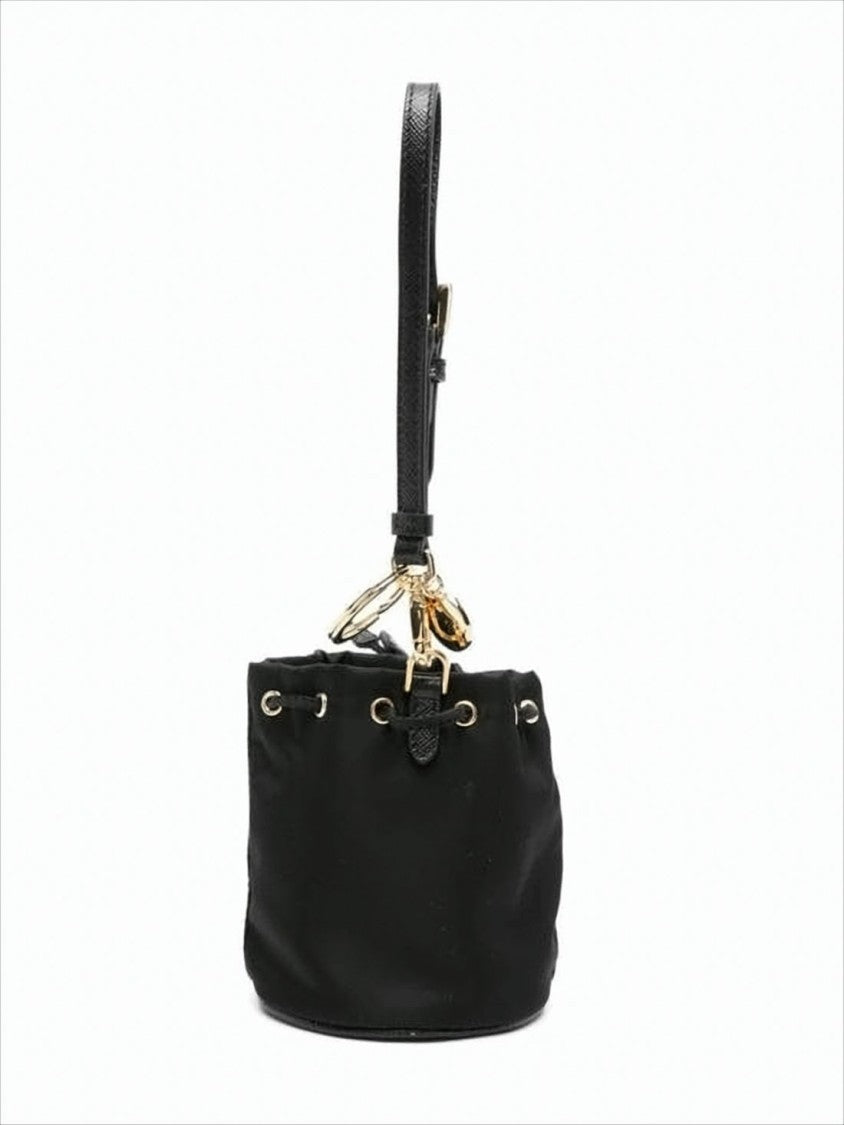 Prada Bucket-Shaped Nylon Clutch With Drawstring Closure