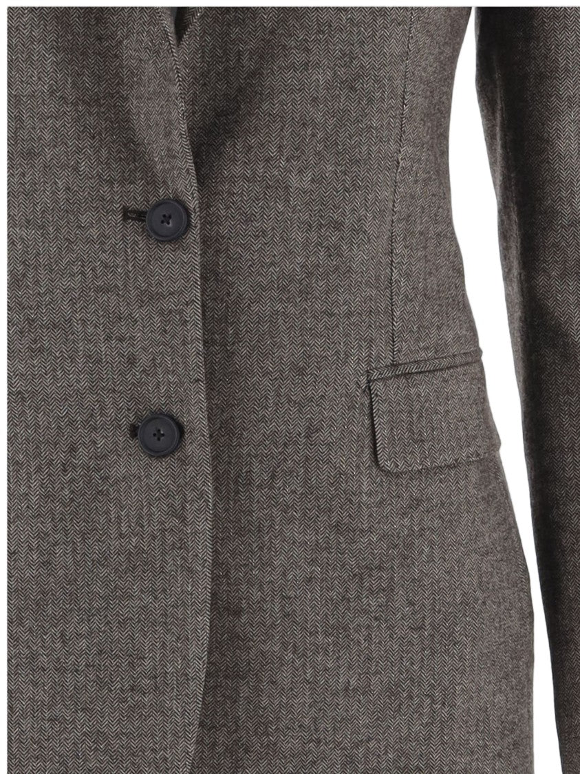 Tagliatore Wool-Blend Jacket With Herringbone Pattern