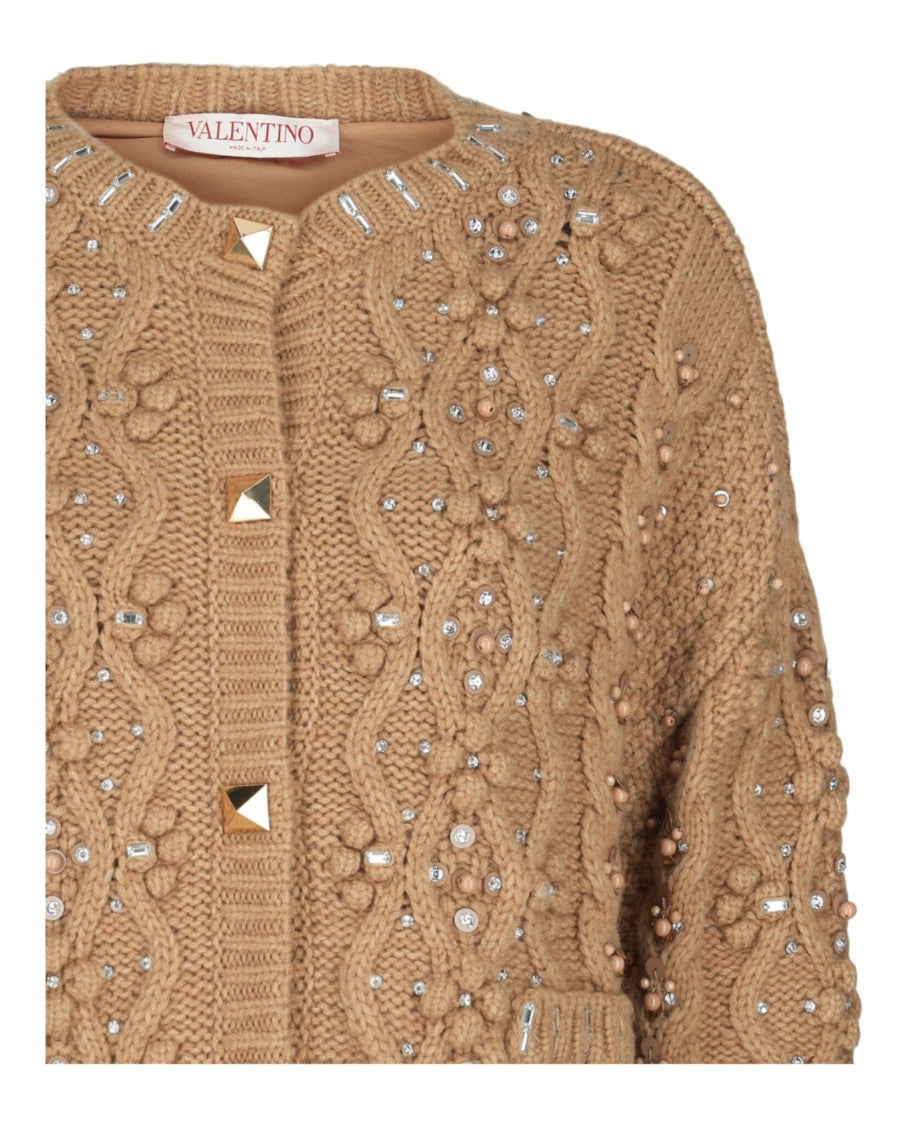 Valentino Embroidered Wool-Blend Cardigan