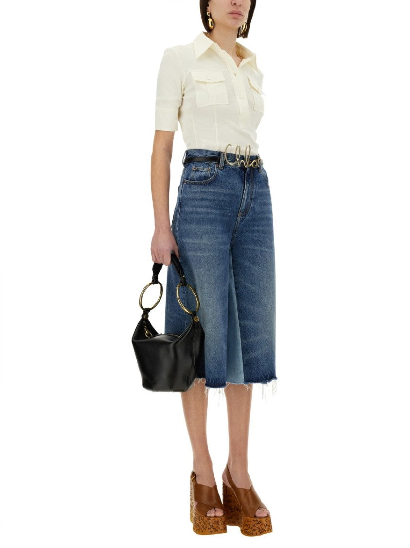 Chloé Slim Fit Cow Leather Polo Shirt