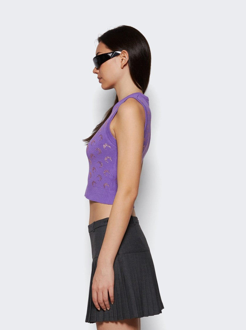 Marine Serre Moon Strass Knit Vest Lavender
